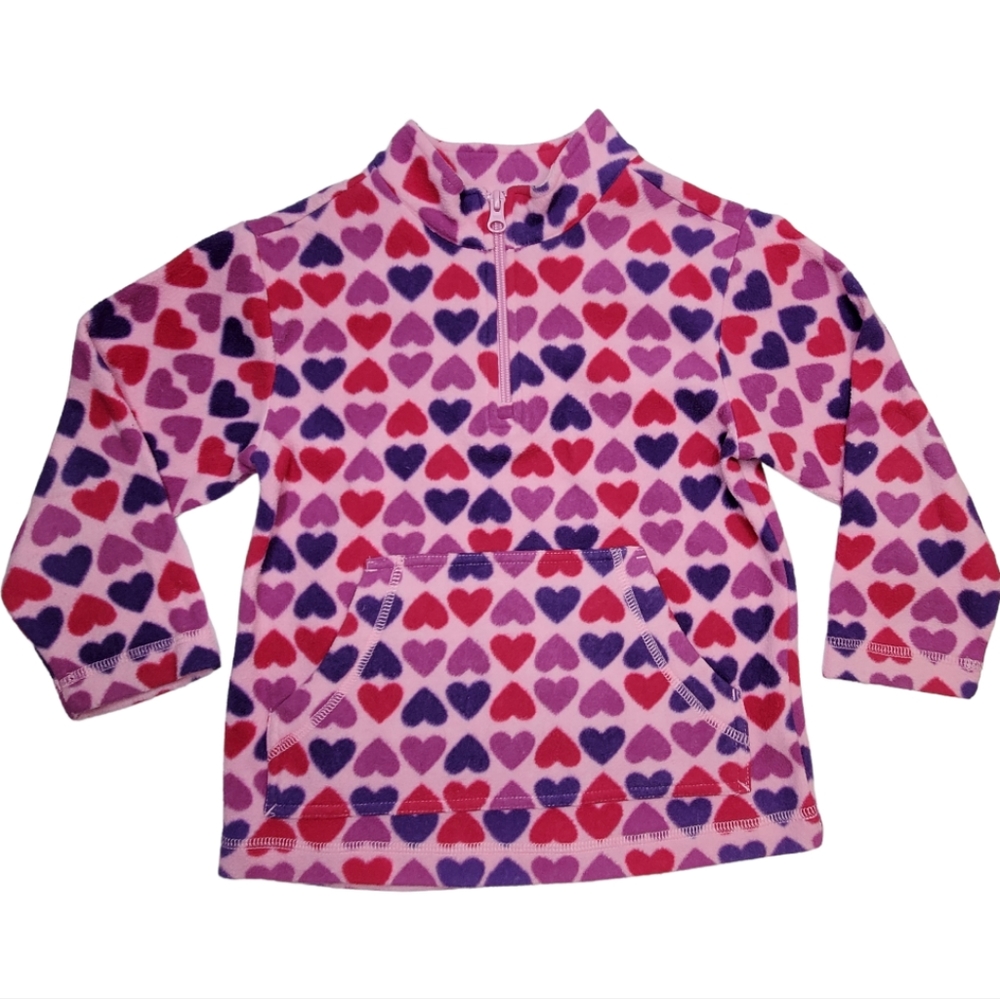 Hanna Andersson Pink & Purple Heart Half Zip Fleece Jacket